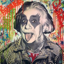Einstein Kiss by Srinjoy - Mixed Media sized 30x30 inches. Available from Whitewall Galleries